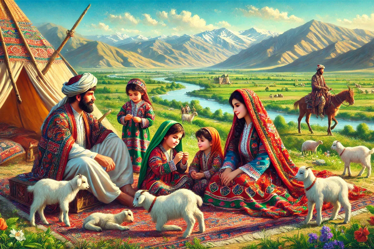 Tapis et famille perse